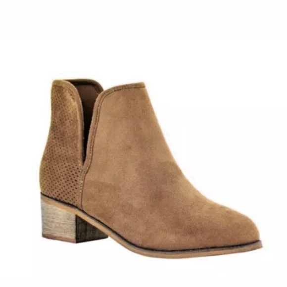 Seven7 Shoes - Seven7 Soho Ankle Boot Tan Brown Vegan Leather Slip On Booties